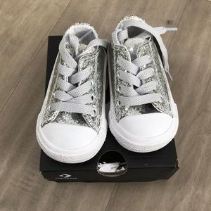 Baby Converse Silver glitter size 3